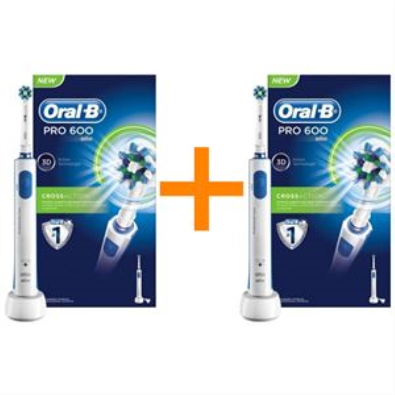 BRAUN KIT 2 pezzi Oral-B Pro 600 CrossAction spazzolino elettrico Braun ricaricabile rete